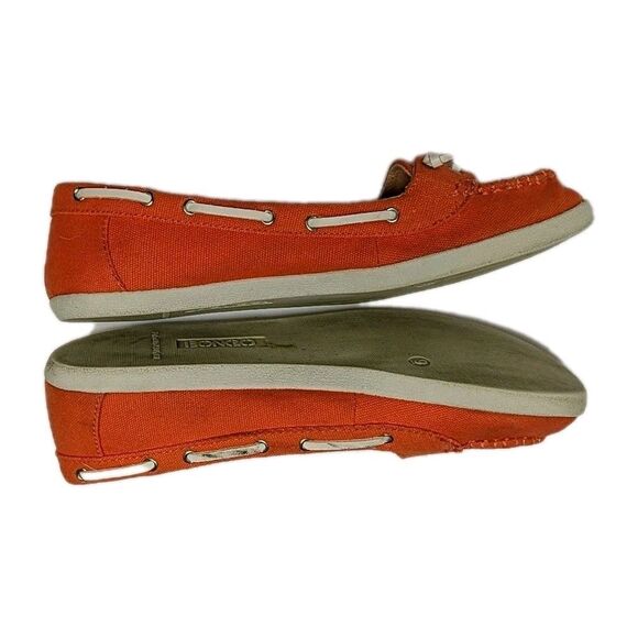 Bongo Women Canvas Boat Shoes 9 Casual Slip On Comfort Flat Orange Y2K Vintage - Picture 6 of 11